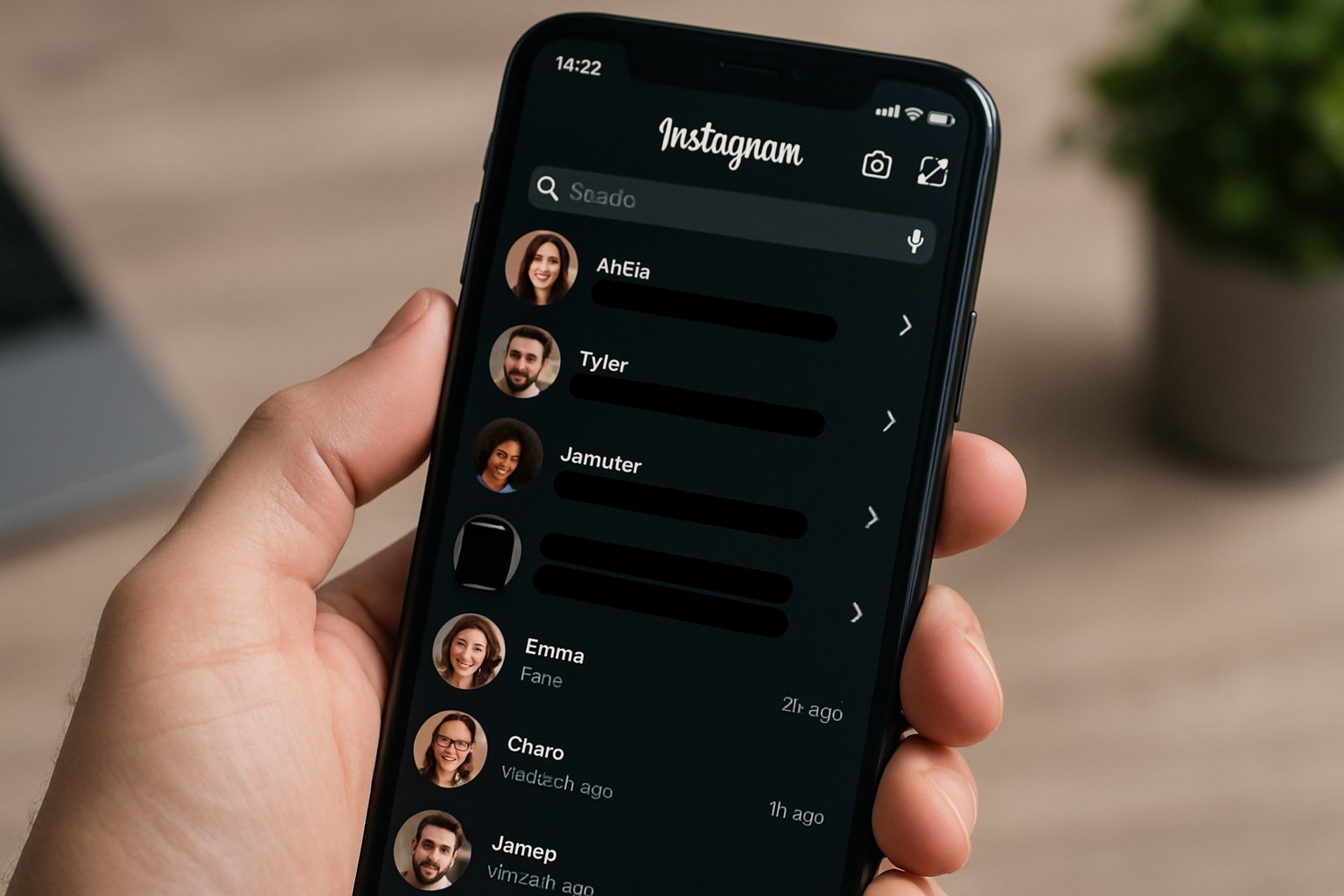 instagram messages black